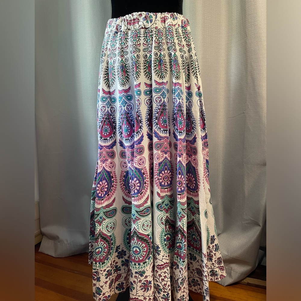 Bohemian Paisley Cotton Maxi Circle Skirt festival tapestry EUC vintage 90’s